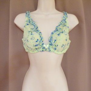 Vintage Fredricks of Hollywood Green and Blue Bra Size 36C
